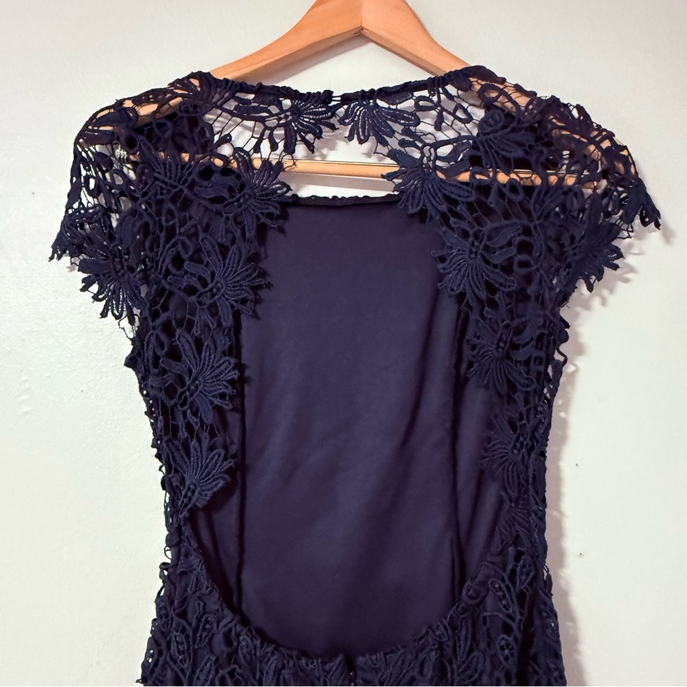 Lulus Romance Language Backless Navy Lace Bodycon Cocktail Party Dress Size M - Picture 6 of 11